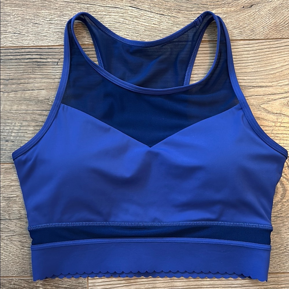 Zyia Active Size Small All Star Purple Scalloped Edge Mesh Paneled Sports Bra - Picture 1 of 5